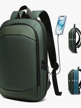 Green and Black Anti-Theft Water Resistant Computer Backpack